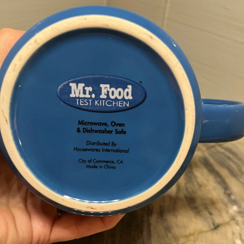 Mr. Food Salted Caramel Cafe Recipe Coffee Tea Mug Blue 16oz New Without Box